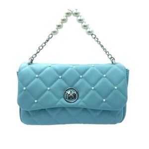 NWT! Badgley Mischka Light Blue Round Letter Lock crossbody bag.